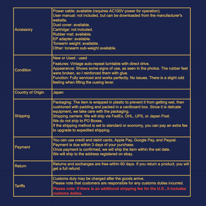Technics SL-1300 turntable full maintained, 100V from Japan